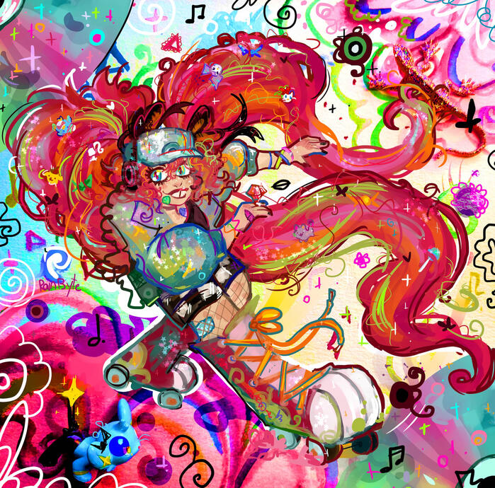 Roller Gal ( Mixed Media , 2024 )